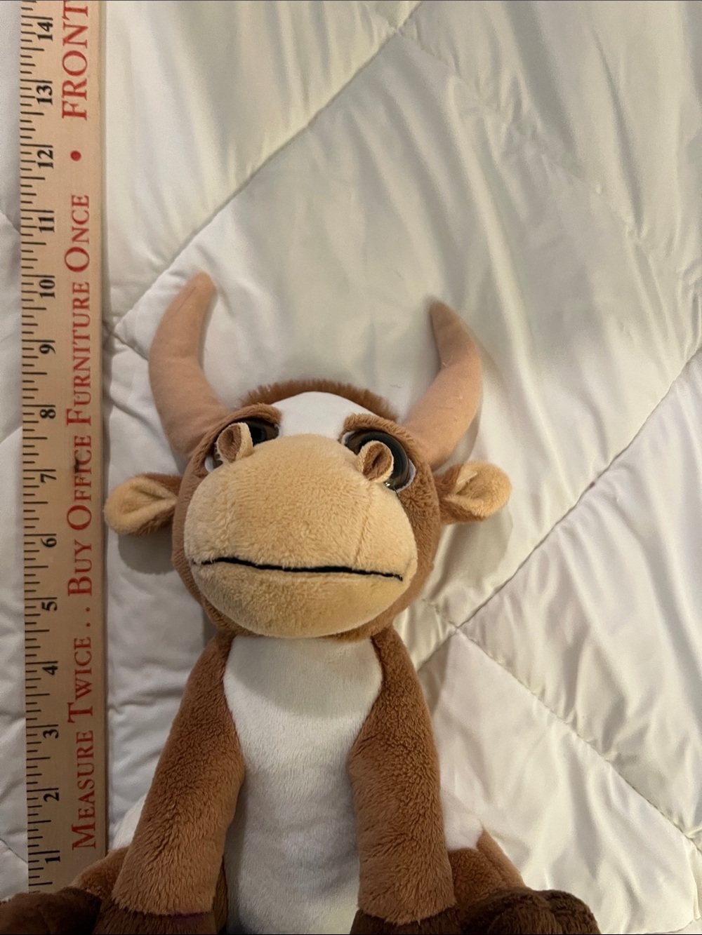 Brown & Cream Plush longhorn Stuffed Animal – Soft Cuddly Toy